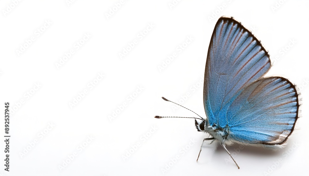 Obraz premium Ceraunus blue - Hemiargus ceraunus - is a species of small blue butterfly in the family Lycaenidae with a wingspan of an inch. Isolated on white background side profile view