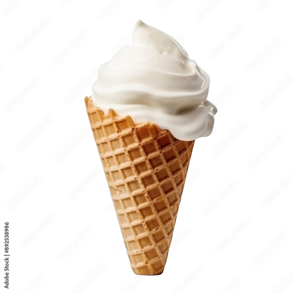 Isolated Ice Cream Cone with Swirled White Cream on Top. Isolated Ice Cream Cone with Swirled White Cream on Top.