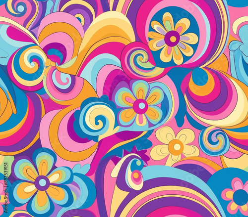 retro pattern with flowers