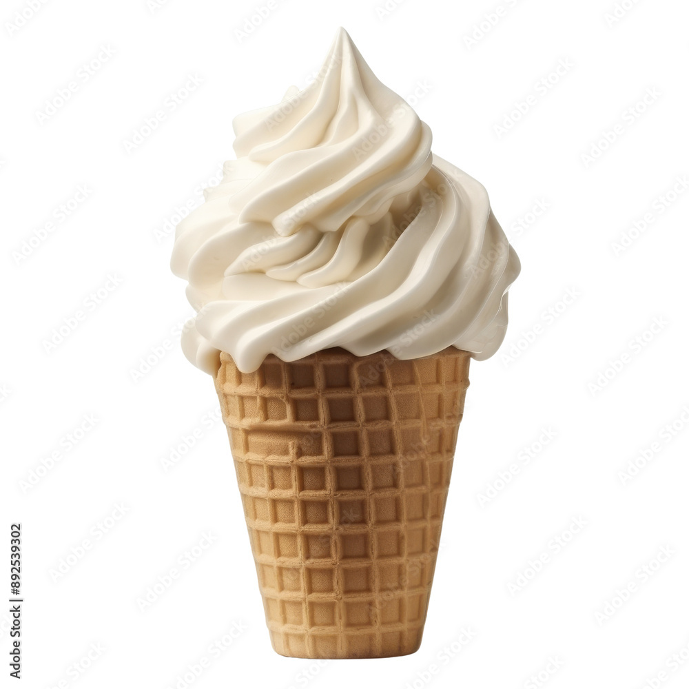 Isolated Ice Cream Cone with Swirled Vanilla Soft Serve. Isolated Ice Cream Cone with Swirled Vanilla Soft Serve.