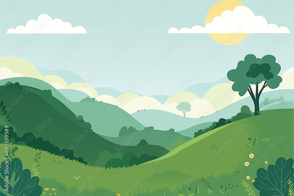 simple paiting illustration landscape with mountains and blue sky simple paiting illustration landscape with mountains and blue sky