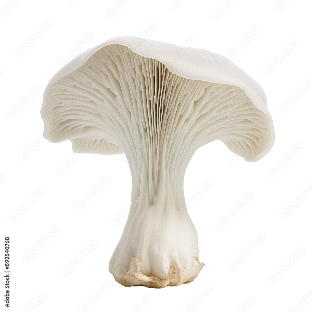 Isolated King Trumpet Mushroom with Smooth White Cap and Stem. Isolated King Trumpet Mushroom with Smooth White Cap and Stem.