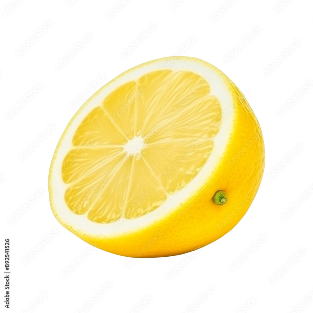 Isolated Lemon Slice with Fresh Yellow Citrus Texture and Detail. Isolated Lemon Slice with Fresh Yellow Citrus Texture and Detail.