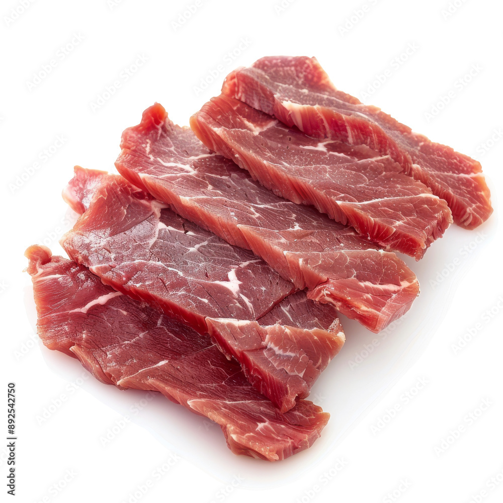 Freshly Cut Slices of Raw Red Meat Isolated without Background Freshly Cut Slices of Raw Red Meat Isolated without Background
