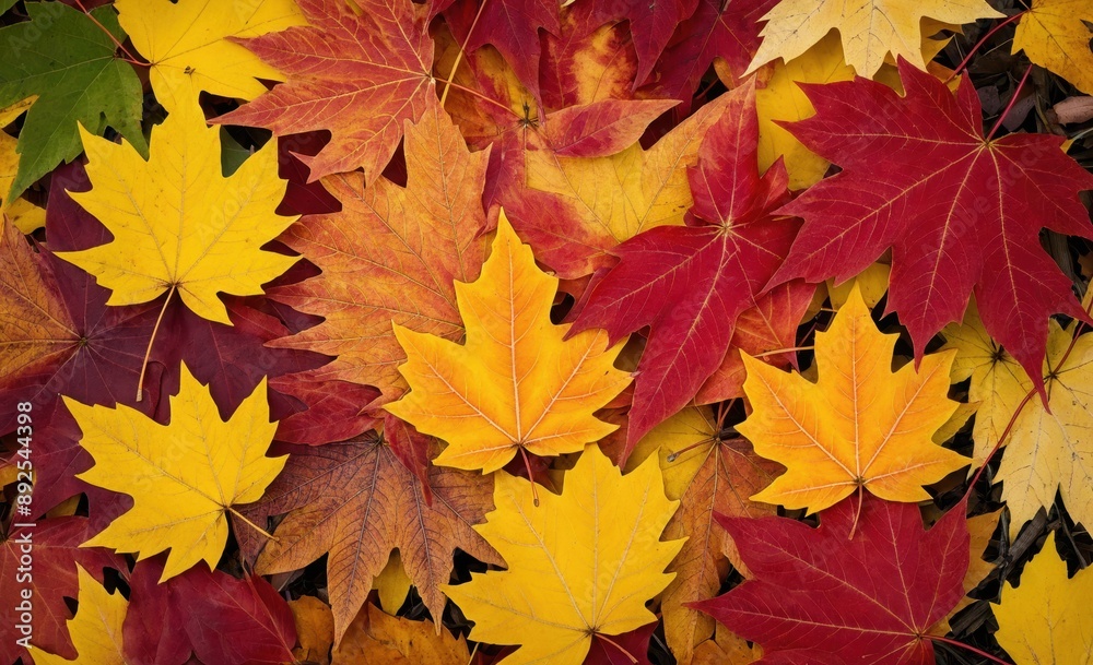 Vibrant Colorful Autumn Maple Leaves