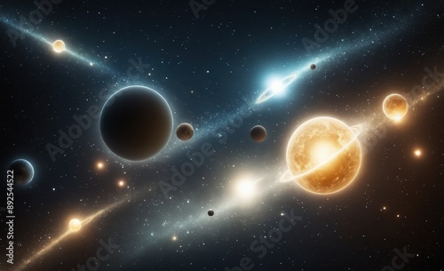 Celestial Symphony of Planets and Stars in Space