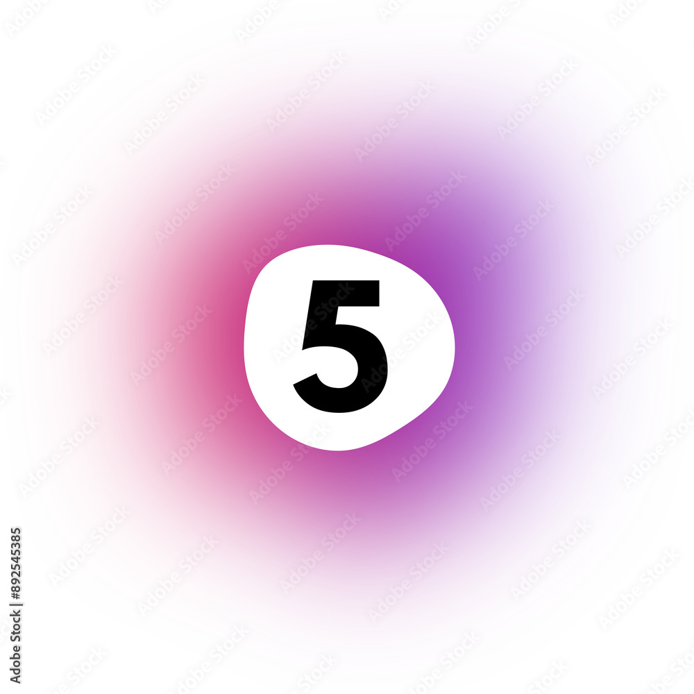 number 5 icon on transparent background with purple blur gradient