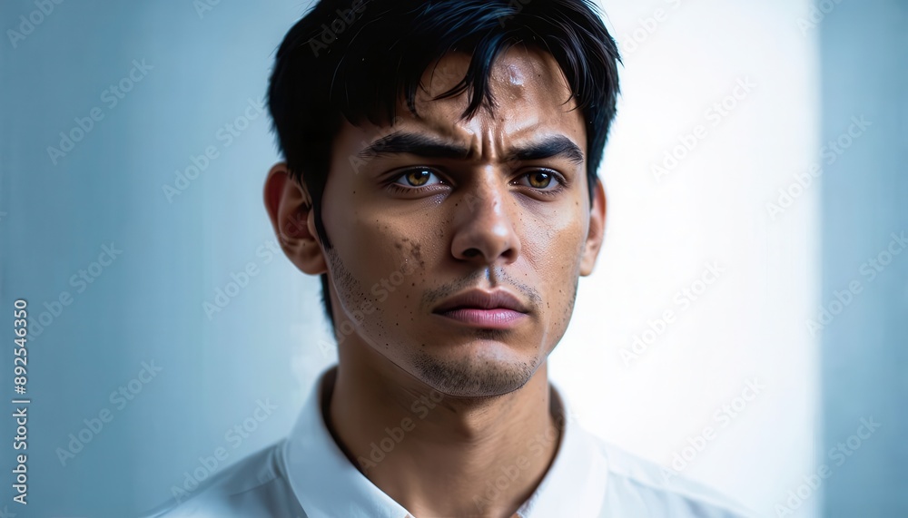 Obraz premium Young Man with Concerned Expression