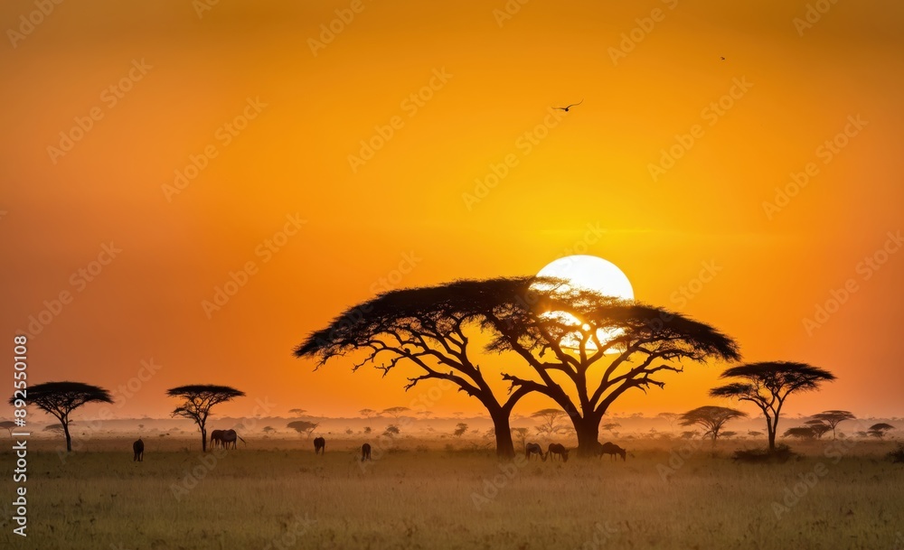 African Savanna at Sunset African Savanna at Sunset