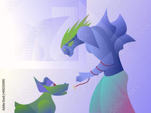 robot dog and future man illustration