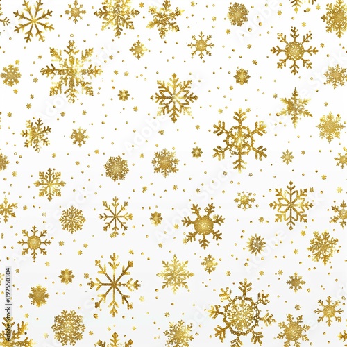 Wallpaper Mural Elegant pattern of golden snowflakes on a white background. Gold snowflakes on a white background. Torontodigital.ca