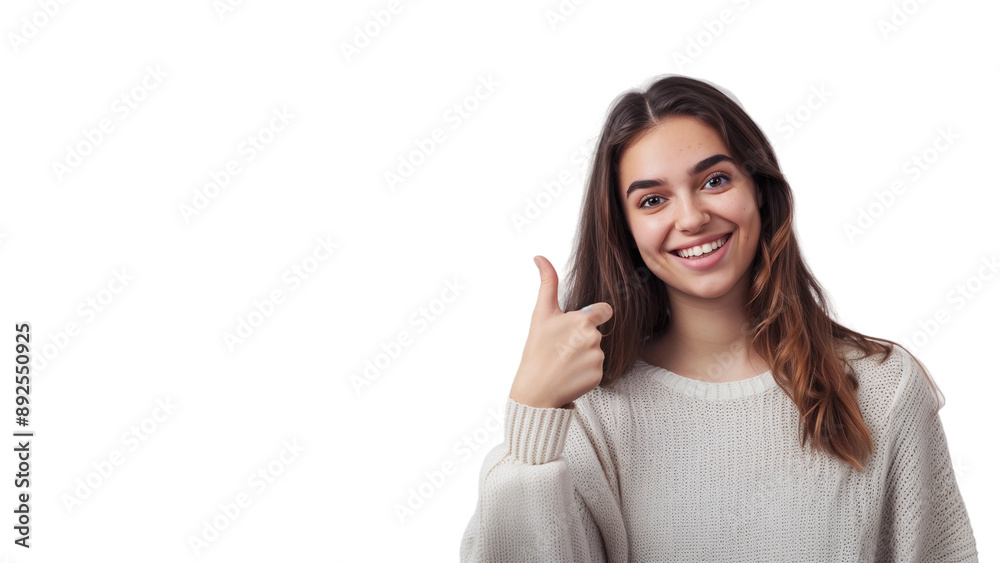 Woman smiling and pointing at copy space on side,isolated on white background,web banner. Woman smiling and pointing at copy space on side,isolated on white background,web banner.