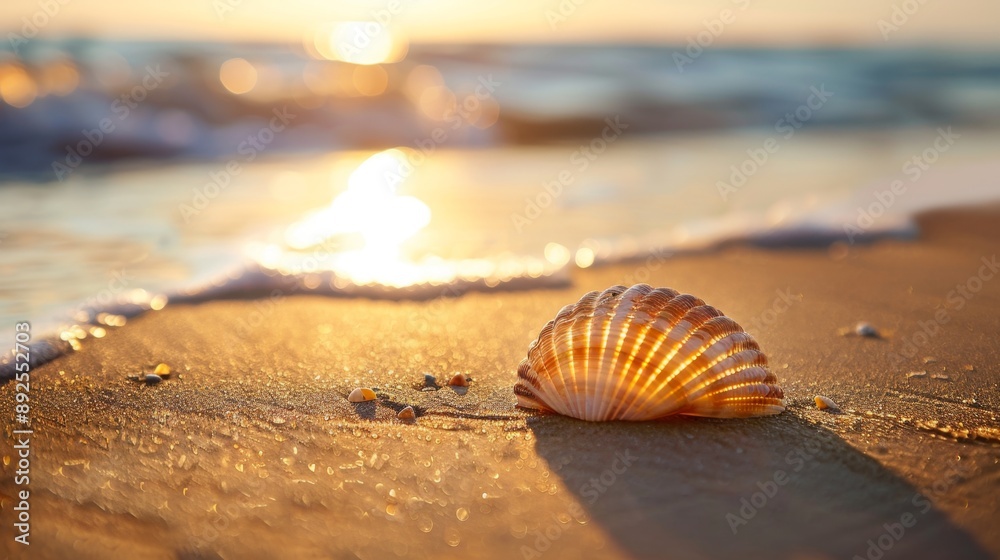 Seashell on the Beach at Sunset. Seashell on the Beach at Sunset.