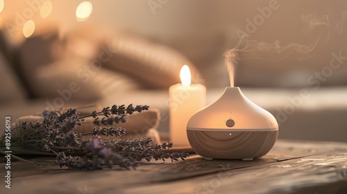 Diffuseur d'huiles essentielles avec lavande et bougie