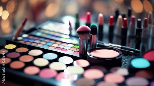 Professional make-up products. Beauty industry accessories. 