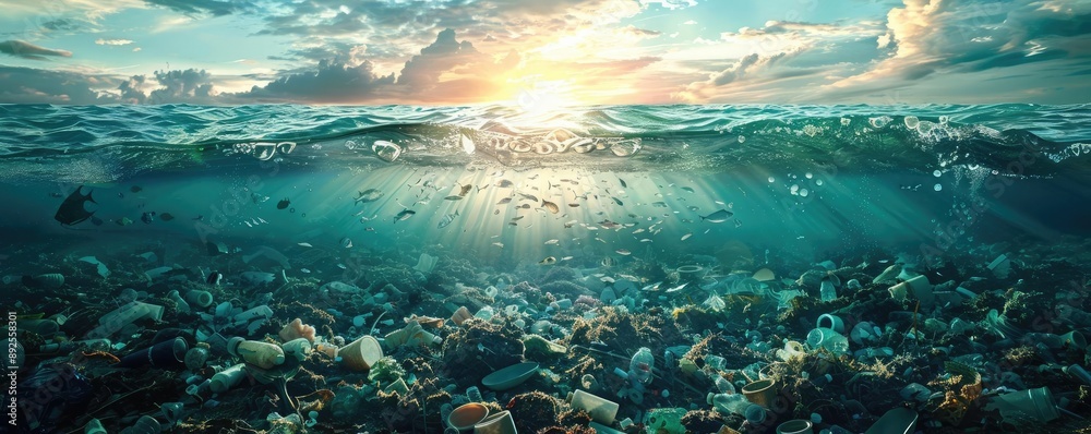 Ocean plastic pollution, highlighting the intersection of waste and ...