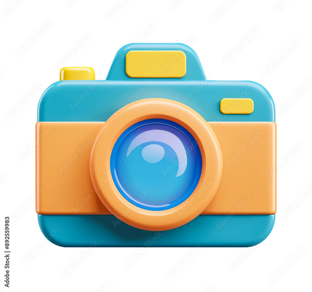 Photo camera 3d icon. Cartoon minimal style Photo camera 3d icon. Cartoon minimal style