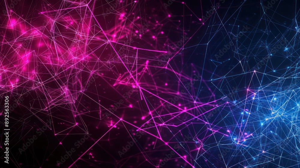 Plexus pattern of bright fuchsia and electric blue lines on a dark background, ideal for engaging and creative text displays Plexus pattern of bright fuchsia and electric blue lines on a dark background, ideal for engaging and creative text displays