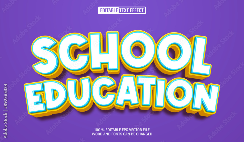 Editable 3d text style effect - School Education text effect Template Editable 3d text style effect - School Education text effect Template