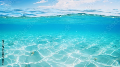 Serene turquoise ocean with soft ripples and crystal clear texture