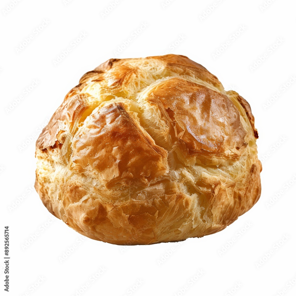 A freshly baked gougere pastry, golden brown and flaky A freshly baked gougere pastry, golden brown and flaky