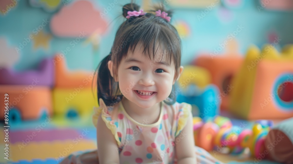 Smiling Child in Colorful Playroom Smiling Child in Colorful Playroom