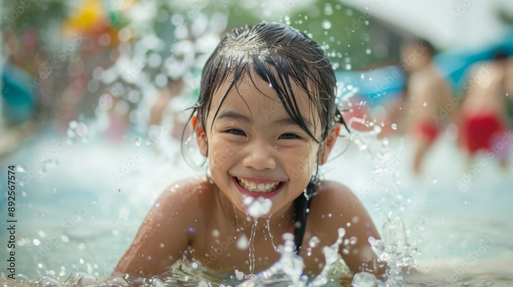 Smiling Child Playing in Water Smiling Child Playing in Water