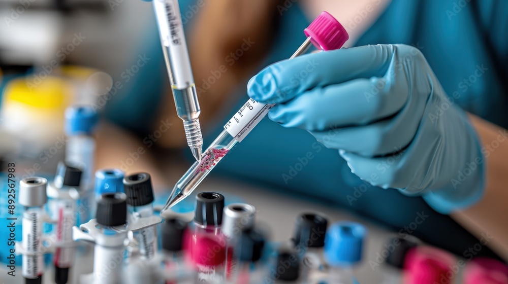 A researcher in a laboratory carefully prepares various test samples using a pipette and test tubes, highlighting the precision and importance of scientific research. A researcher in a laboratory carefully prepares various test samples using a pipette and test tubes, highlighting the precision and importance of scientific research.