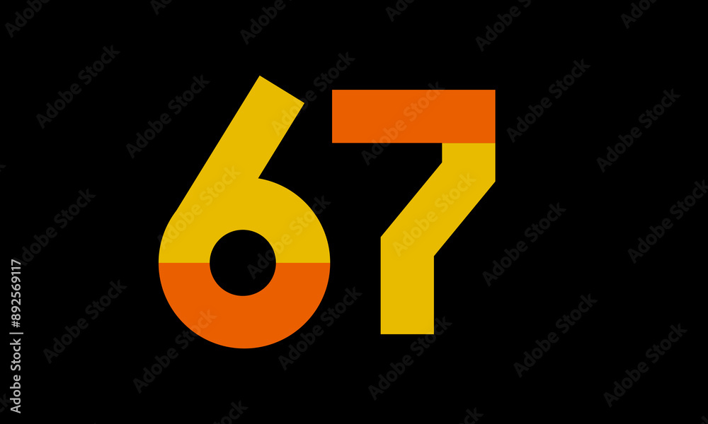67 Orange Logo Number Half Yellow Simple 67 Orange Logo Number Half Yellow Simple