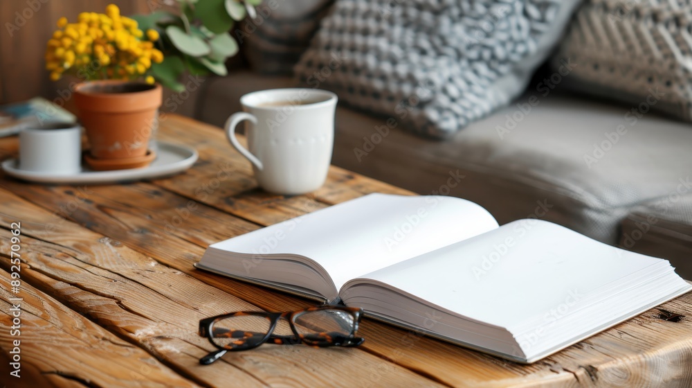 An open book and a cup of coffee sit on a rustic wooden table in a cozy home setting, inviting a moment of peaceful reading and relaxation in a homely environment. An open book and a cup of coffee sit on a rustic wooden table in a cozy home setting, inviting a moment of peaceful reading and relaxation in a homely environment.