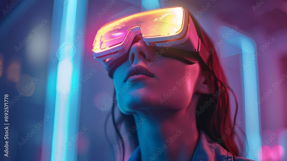 Futuristic Woman Wearing VR Headset Futuristic Woman Wearing VR Headset