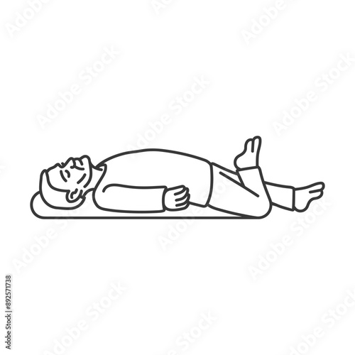 unconscious elderly man with injury minimalist line art icon logo symbol 