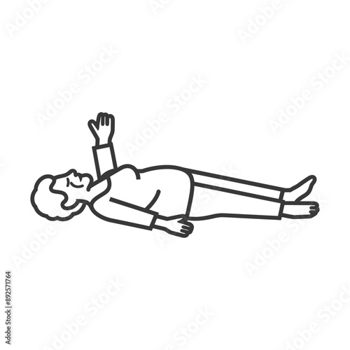 unconscious elderly woman with injury minimalist line art icon logo symbol 
