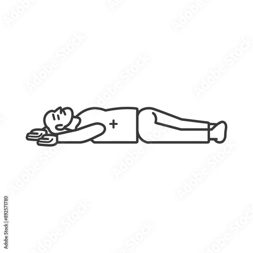unconscious elderly man with injury minimalist line art icon logo symbol 