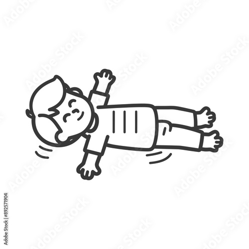 unconscious little boy with injury minimalist line art icon logo symbol 