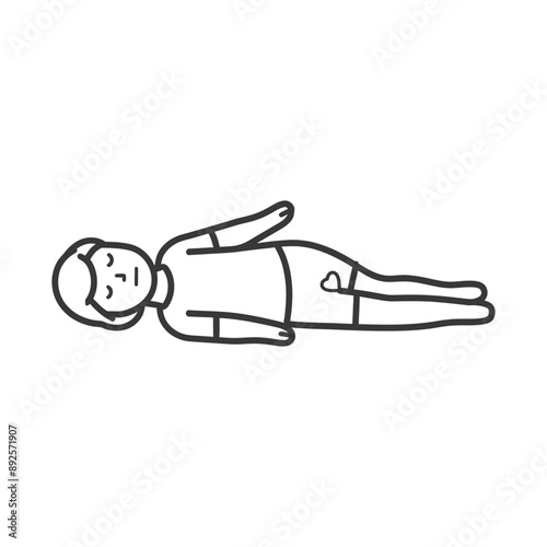 unconscious little girl with injury minimalist line art icon logo symbol 
