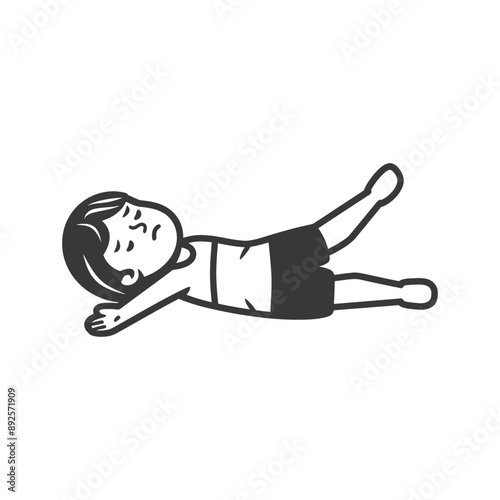 unconscious little girl with injury minimalist line art icon logo symbol 