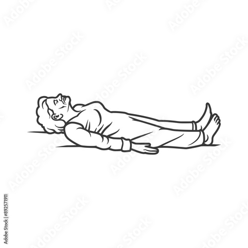 unconscious elderly woman with injury minimalist line art icon logo symbol 