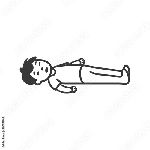 unconscious little boy with injury minimalist line art icon logo symbol 