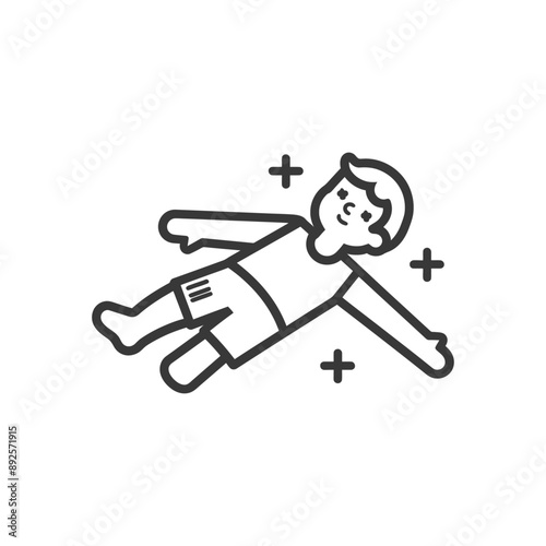 unconscious little boy with injury minimalist line art icon logo symbol 