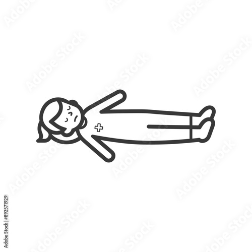 unconscious little girl with injury minimalist line art icon logo symbol 