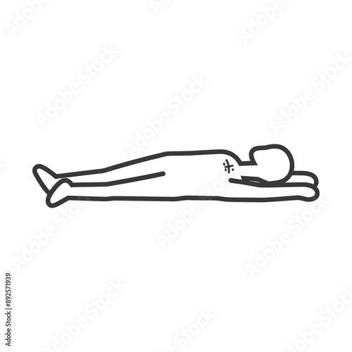 unconscious man with injury minimalist line art icon logo symbol 