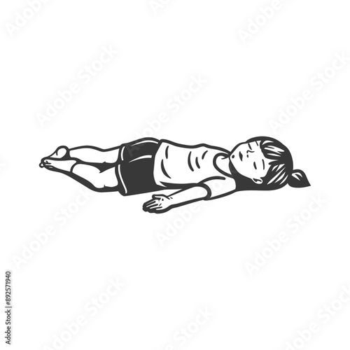 unconscious little girl with injury minimalist line art icon logo symbol 
