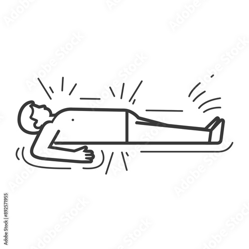 unconscious man with injury minimalist line art icon logo symbol 