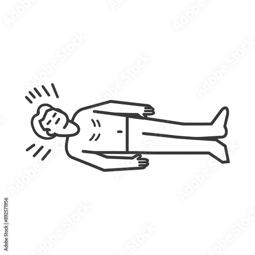 unconscious man with injury minimalist line art icon logo symbol 
