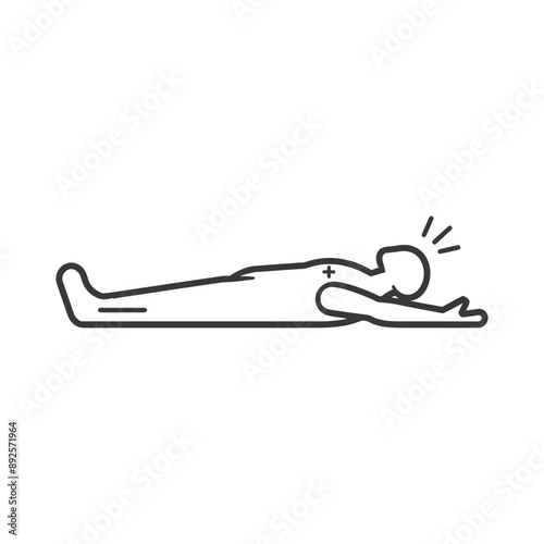 unconscious man with injury minimalist line art icon logo symbol 