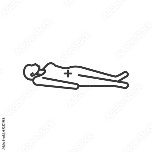 unconscious woman with injury minimalist line art icon logo symbol 