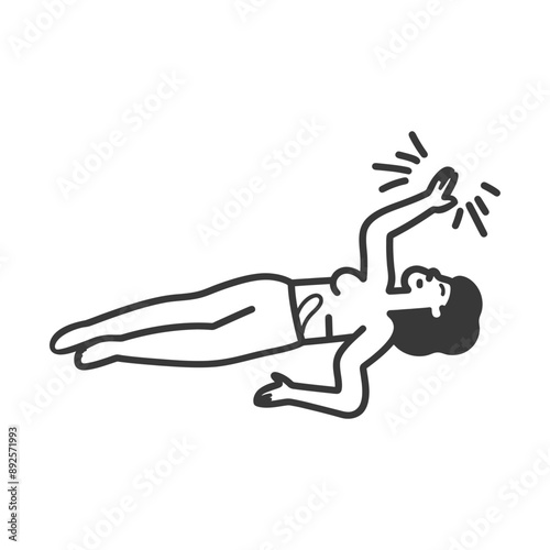 unconscious woman with injury minimalist line art icon logo symbol 