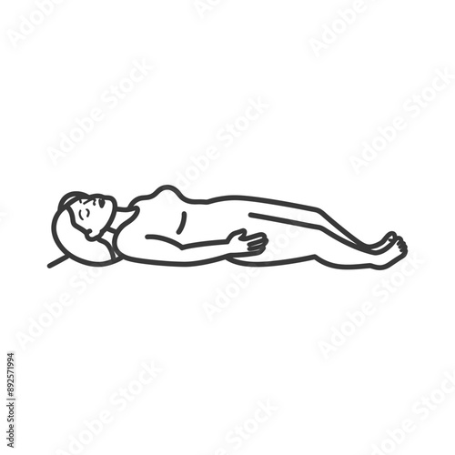 unconscious woman with injury minimalist line art icon logo symbol 