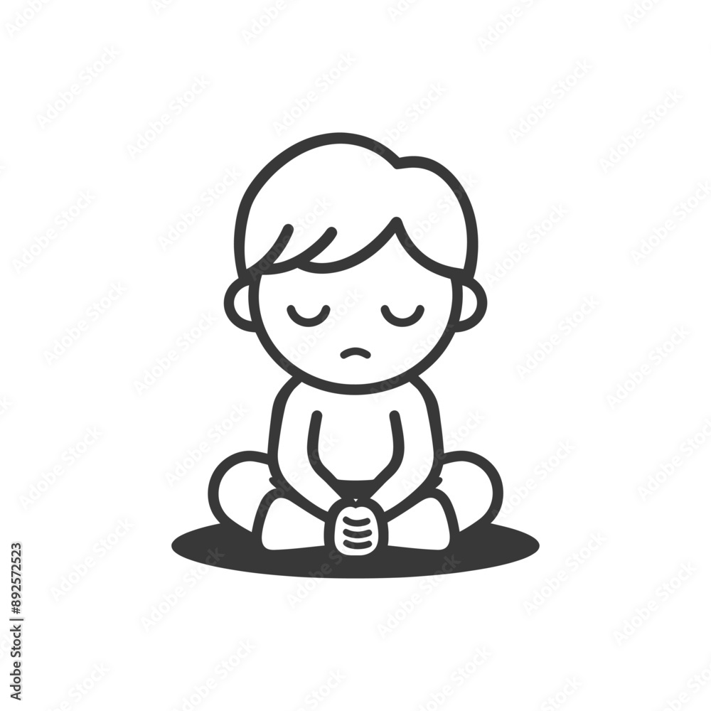 very sad little boy sitting alone minimalist line art icon logo symbol very sad little boy sitting alone minimalist line art icon logo symbol